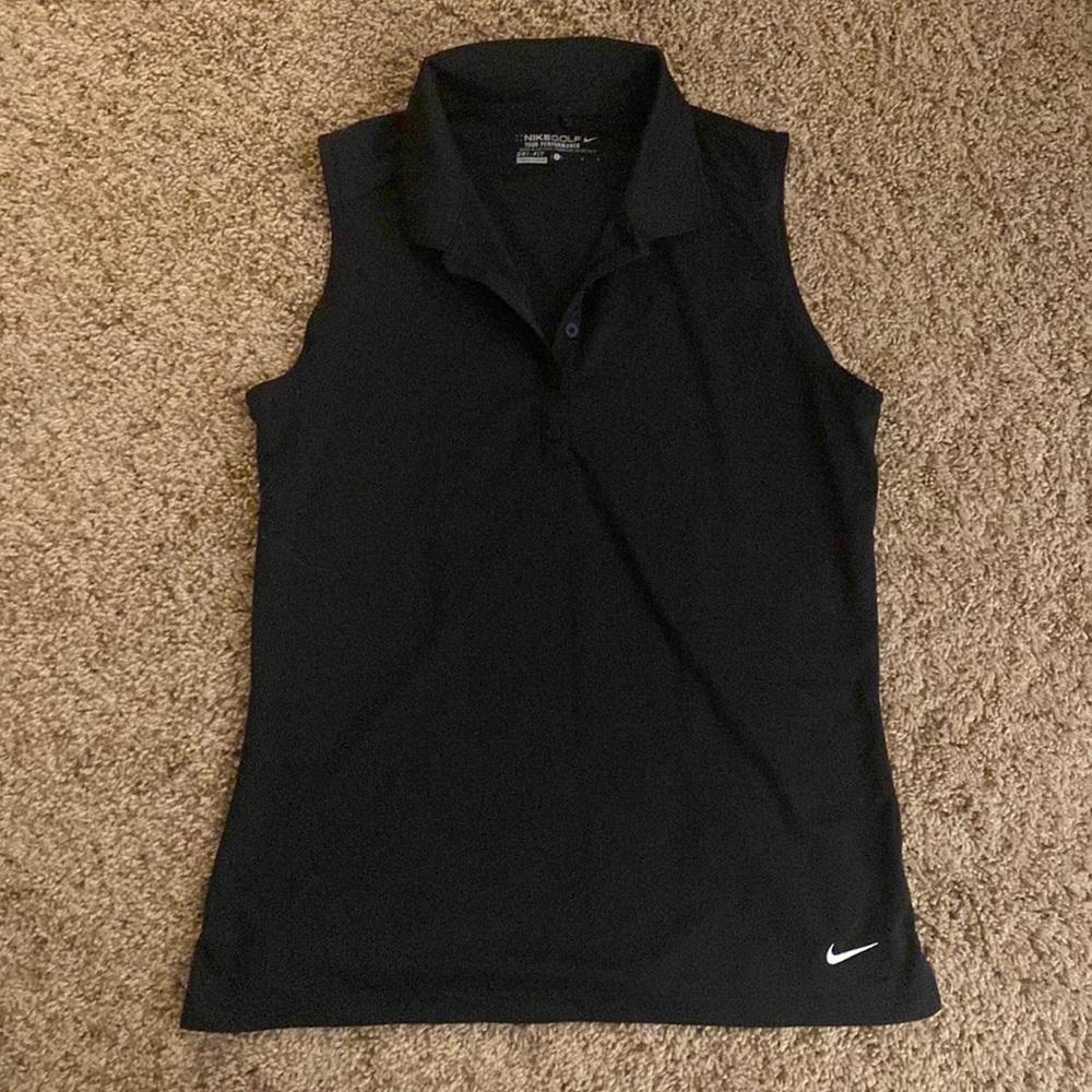 Black sleeveless Women’s Nike golf polo